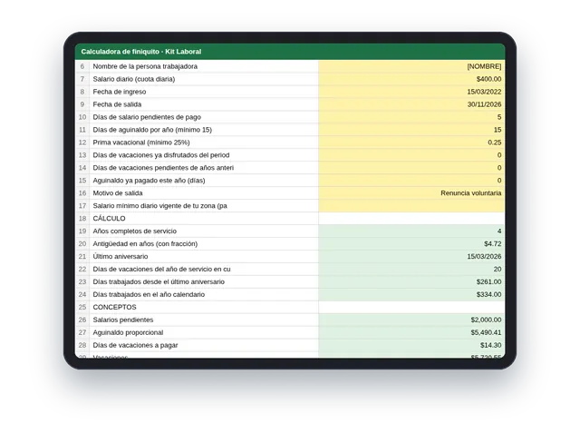 Calculadora de finiquito